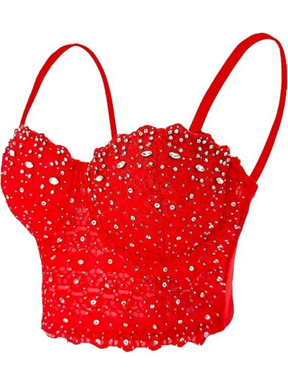 Rhinestone Corset Sequin Bustier Crop Top for Night Out, Party & Club Wear